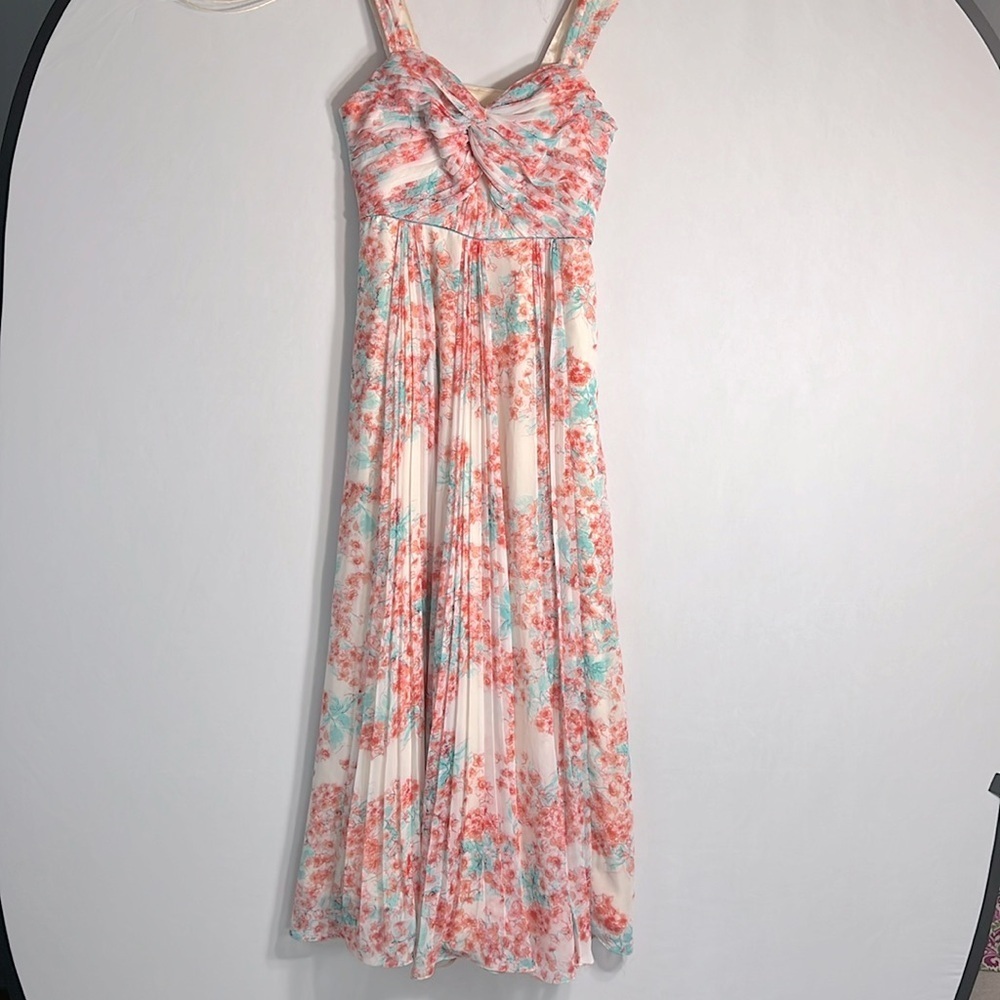 Monsoon Floral Pleated Sleeveless Maxi Dress size 8